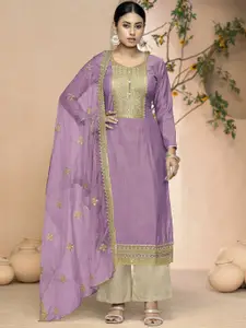 Maroosh Floral Embroidered Thread Work Zari Roman Silk Unstitched Dress Material