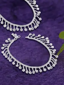 Heer Collection Set Of 2 Silver-Plated Anklets