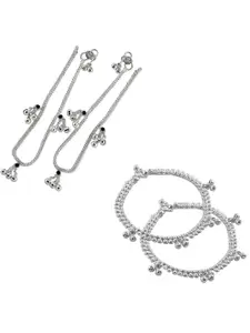 Lila Set Of 2 Silver-Plated Anklets