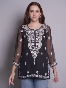 Seva Chikan Ethnic Motifs Embroidered  Chikankari Kurti