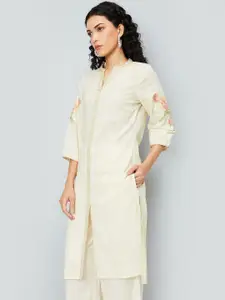 max Geometric Printed Mandarin Collar Cotton Straight Kurta