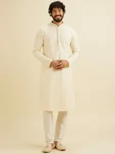 Manyavar Geometric Embroidered Thread Work & Cutdana Work Straight Kurta with Pyjamas