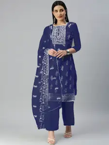 Maroosh Floral Embroidered Organza Unstitched Dress Material