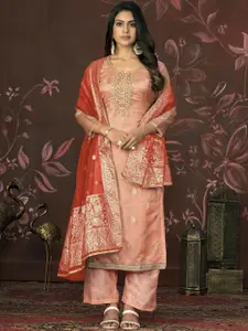 Maroosh Ethnic Motifs Woven Design Beads and Stones Organza Unstitched Dress Material