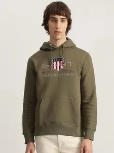GANT Men Alphanumeric Embroidered Hooded Cotton Sweatshirt