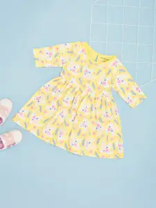 Pantaloons Baby Girls Floral Printed Cotton Fit & Flare Dress