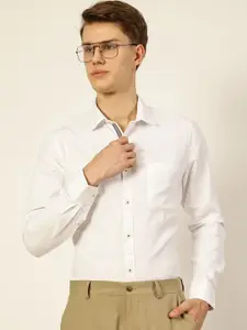 Thomas Scott Men Smart Cutaway Collar Solid Cotton Formal Shirt