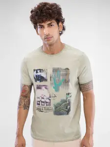 SPYKAR Men Graphic Printed Round Neck Cotton T-shirt
