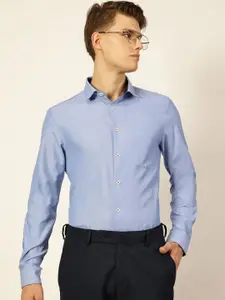 Thomas Scott Men Smart Cutaway Collar Solid Cotton Formal Shirt