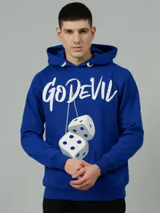 GO DEVIL Men Printed Hooded Sweatshirt