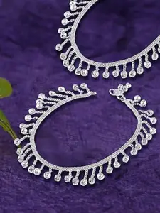 Lila Set of 2 Silver-Plated Beaded Anklets