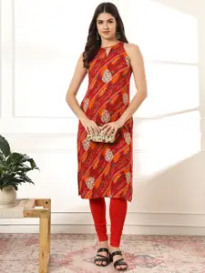 Anouk Floral Printed Keyhole Neck Straight Kurta