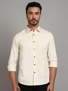 Royal Enfield Men Spread Collar Solid Cotton Casual Shirt