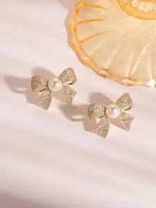 YouBella Gold-Plated Contemporary Stone Studded & Beaded Studs