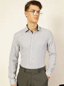 Thomas Scott Men Smart Cutaway Collar Vertical Striped Cotton Formal Shirt