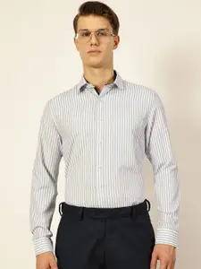 Thomas Scott Men Smart Cutaway Collar Vertical Striped Cotton Formal Shirt