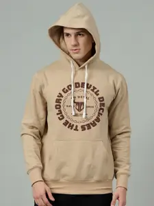 GO DEVIL Men Brand Logo Printed Hooded Winter Sweatshirt