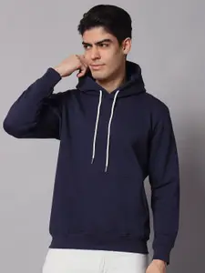 Obaan Men Hooded Neck Long Sleeves Kangaroo Pocket Pullover Sweatshirt