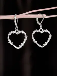 ATIBELLE Silver-Plated German Silver Heart Shaped Drop Earrings