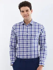 Allen Solly Men Spread Collar Tartan Checked Cotton Slim Fit Formal Shirt