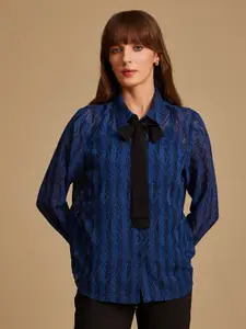 Kazo Women Spread Collar Textured Casual Shirt