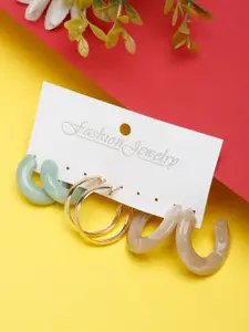 YouBella Set of 3 Gold-Plated Circular Hoop Earrings