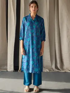 Bombay Bloom Floral Printed V-Neck Straight Kurta