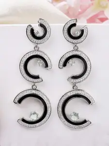 KARATCART Silver-Plated AD Studded Contemporary Drop Earrings