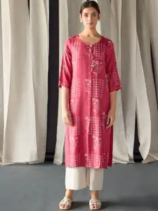 Bombay Bloom Round Neck Floral Printed Straight Kurta