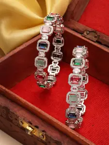 NVR Set Of 2 Sliver-Plated AD-Studded Bangles