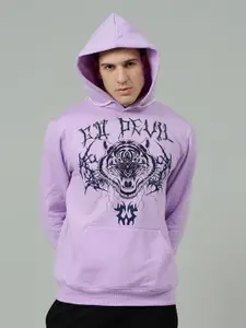 GO DEVIL Men Graphic Printed Hooded Sweatshirt