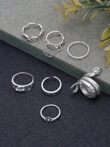 YouBella Pack Of 7 Silver-Plated Finger Rings