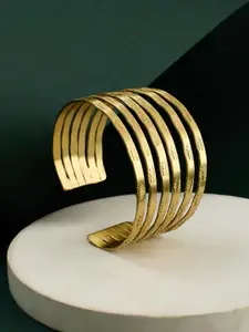 ATIBELLE Gold Plated Layered Cuff Bangle