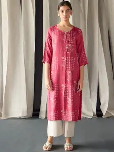 Bombay Bloom Floral Printed Jacquard Straight Kurta