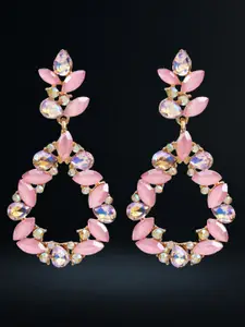 YouBella Gold Plated Artificial Stones Studded Contemporary Drop Earrings