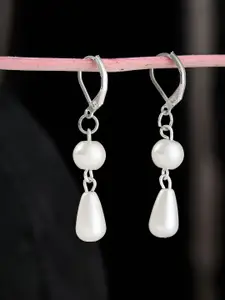 ATIBELLE Silver-Plated German Silver Stone Studded Layered Drop Earrings