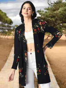 IUGA Floral Printed Longline Open Front Shrug