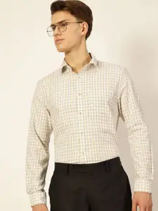 Thomas Scott Men Smart Spread Collar Shepherd Checked Cotton Formal Shirt