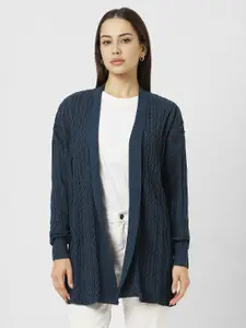 Van Heusen Woman Women Cable Knit Cotton Shawl Collar Front-Open Sweaters
