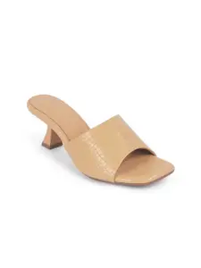 Tresmode Women Textured Leather Slim Heel Sandals