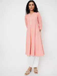 max Ethnic Motifs Embroidered Mandarin Collar Sequinned A-Line Kurta