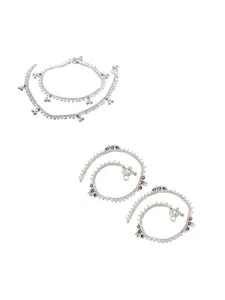 Lila Pack Of 4 Silver-Plated Anklet