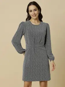 Allen Solly Woman Cotton Round Neck Puff Sleeve A-Line Dress