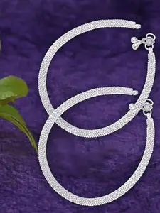 Lila Set of 2 Silver-Plated Stone Studded Anklets