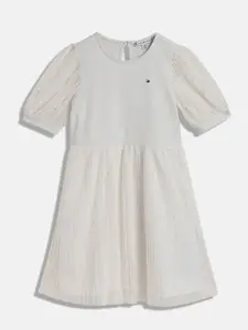 Tommy Hilfiger Girls Embellished Fit & Flare Short Sleeves Dress