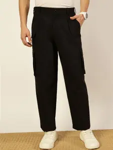 Thomas Scott Men Smart Loose Fit Mid-Rise Easy Wash Pleated Cargos Trousers