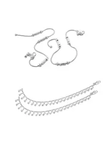 Lila Set of 2 Silver-Plated Anklets