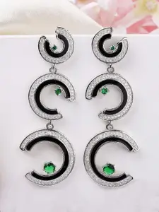 KARATCART Silver-Plated Contemporary American Diamond Drop Earrings