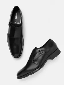 Geox Men U Walk Pleasure F D Leather Formal Monk Shoes With Buckle Detail