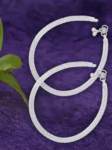 Lila Set of 2 Silver-Plated Beaded Anklets